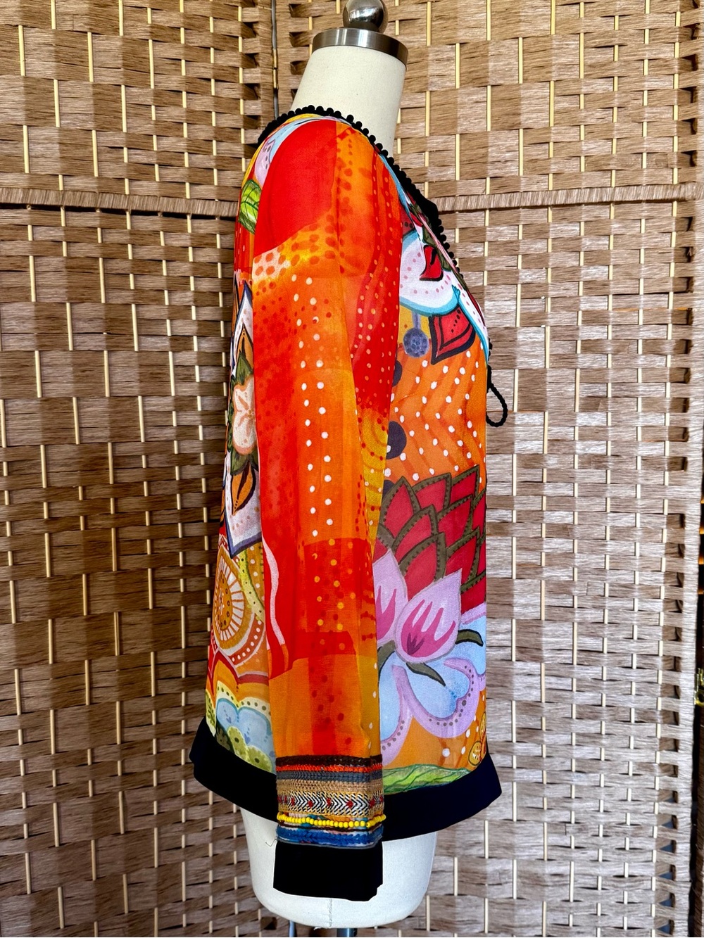 EUC Desigual bright bold floral print blouse L - Picture 7 of 12